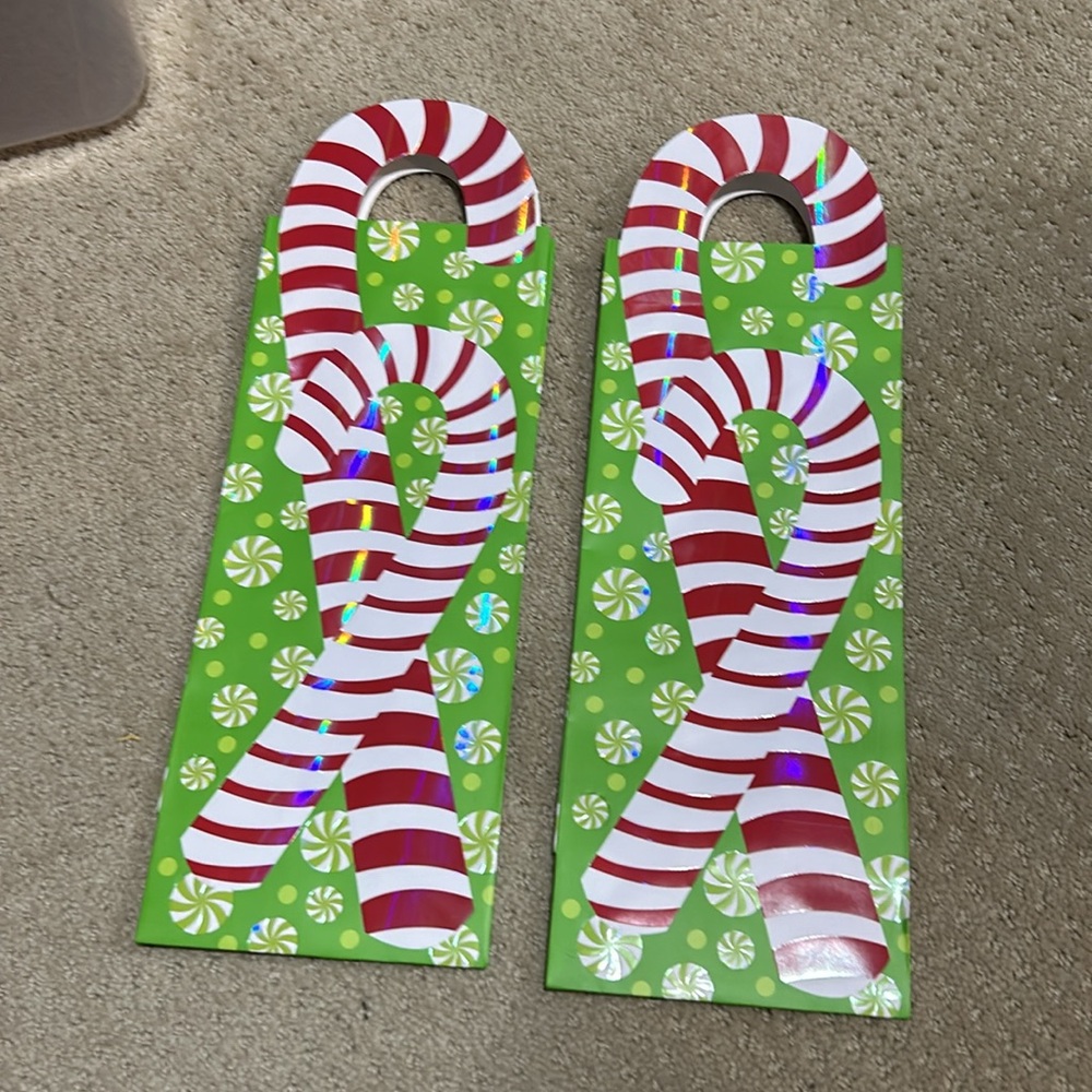 2 Candy Cane Christmas Wine Gift Bags